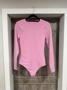 Abercrombie & Fitch Pink Long-Sleeve Crewneck Bodysuit